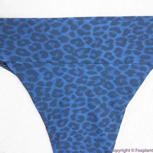 NEW Acacia Mateo bikini bottom leopard animal print blue Amur, L - Picture 6 of 16
